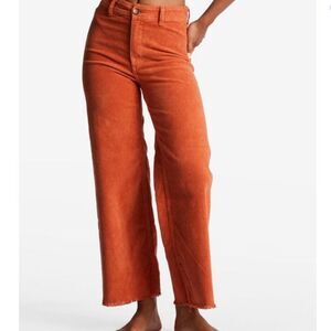 Billabong Women's High Waist Wide Leg Corduroy Pants Orange Size 26